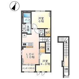 ベル　ボヌール 2階2LDKの間取り