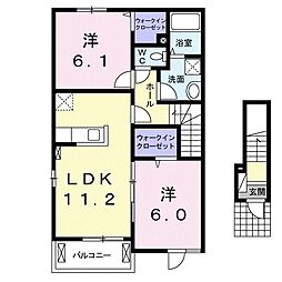 アルドール3 2LDKの間取図画像
