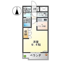 東武伊勢崎線 館林駅 徒歩13分の賃貸アパート 2階1Kの間取り