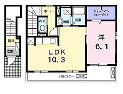 グランツ 2階1LDKの間取り