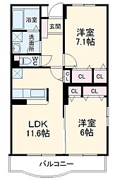 小田急小田原線 秦野駅 バス12分 下舟道下車 徒歩5分の賃貸マンション 4階2LDKの間取り