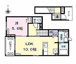 ノバ　III 2階1LDKの間取り