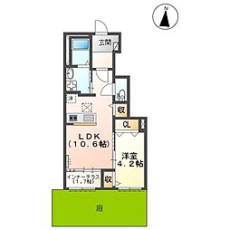 グリーンガーデン 1階1LDKの間取り
