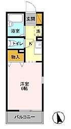 アローンヒルズ 1階1Kの間取り