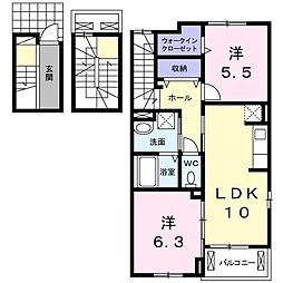 モデッサ東山 3階2LDKの間取り