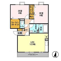 カーサフェリーチェ　Ｂ 2階2LDKの間取り