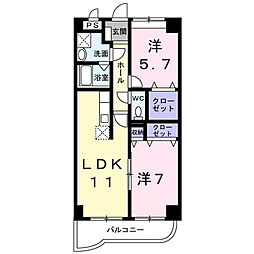 エトワール　ヒトミ 3階2LDKの間取り