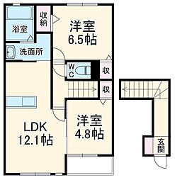 プリマージュA 2LDKの間取図画像