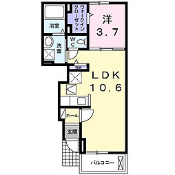 グラマシー・エスI 1階1LDKの間取り