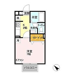 東葉高速鉄道 飯山満駅 徒歩6分の賃貸アパート 2階1Kの間取り