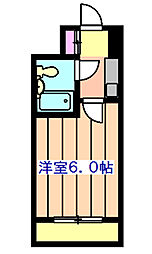 カスタリア船橋 6階1Kの間取り