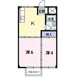 サニーコート日永 2階2Kの間取り