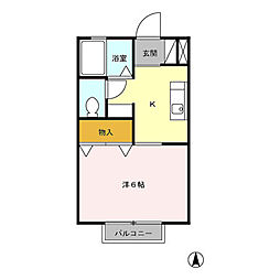 小田急小田原線 町田駅 徒歩18分の賃貸アパート 1階1Kの間取り