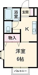 アルカディア 2階1Kの間取り