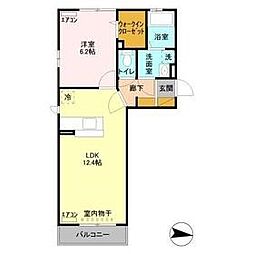 ラメール長須賀 1LDKの間取図画像