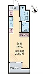 ＦＵＴＡＢＡ　ＨＯＵＳＥ 1階ワンルームの間取り