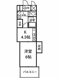 Ａｔｏｌｌ−Ｋ 6階1Kの間取り