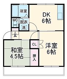 東武野田線 新鎌ケ谷駅 徒歩8分の賃貸アパート 1階2DKの間取り