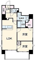 日神パレステージ小田急相模原フロント 5階2LDKの間取り