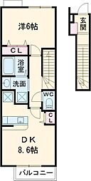 クァトルズ・ソレイユ 1LDKの間取図画像
