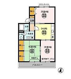 ウェルセッジ請西　II 2階3DKの間取り