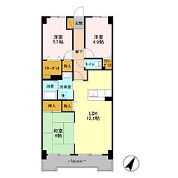 JR外房線 本千葉駅 徒歩10分の賃貸マンション 7階3LDKの間取り