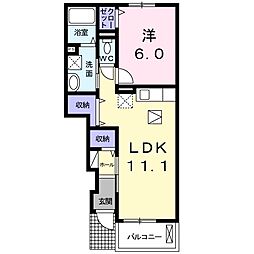 ラヴィータ 1階1LDKの間取り