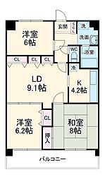 ガーデンスクエア北坂戸 1階3LDKの間取り