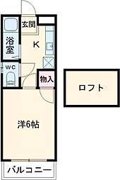 小田急小田原線 鶴川駅 徒歩9分の賃貸アパート 1階1Kの間取り