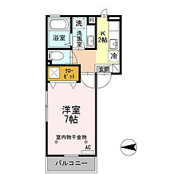 ルピナスシャトー 1階1Kの間取り