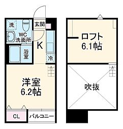 シンフォニア座間 1階1Kの間取り