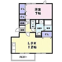 ディモーラ宝木 1LDKの間取図画像