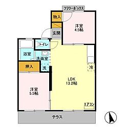 つくばエクスプレス 南流山駅 徒歩12分の賃貸アパート 1階2LDKの間取り