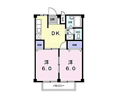 シティハイツ北条 1階2DKの間取り