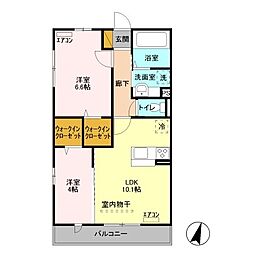 東武東上線 高坂駅 徒歩14分の賃貸アパート 3階2LDKの間取り