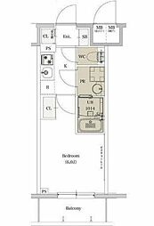 都営浅草線 戸越駅 徒歩5分の賃貸マンション 6階1Kの間取り