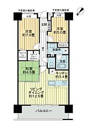 ライオンズ宜野湾ベイサイドアリーナ 6階3LDKの間取り