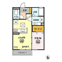ヴィクトワール 1LDKの間取図画像
