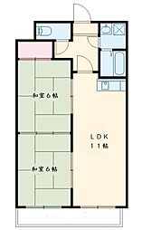 ル・サフィール五条 4階2LDKの間取り