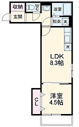 ＡＪ船橋 2階1LDKの間取り