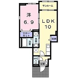 ラフィーネ・葛野2 1LDKの間取図画像