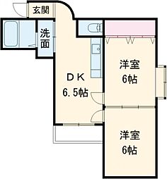 第19長栄サウスヴィラ桂川 2階2LDKの間取り