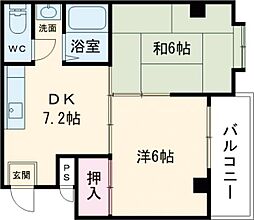 JR東海道・山陽本線 西大路駅 徒歩10分の賃貸マンション 4階2DKの間取り