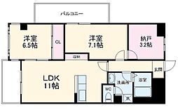 シャルレ4番館 4階2SLDKの間取り