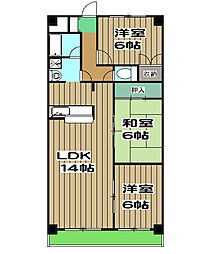 シベール阪急桂 2階3LDKの間取り