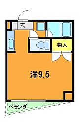 SWEETNESS　HOUSE 2階1Kの間取り