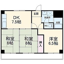 メゾンドール光和パートII 3階3DKの間取り