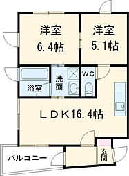 ＯＴＴＯ 3階2LDKの間取り