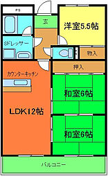 エンデバー高石 4階3LDKの間取り