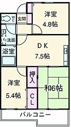 ソシア加茂 3階3DKの間取り